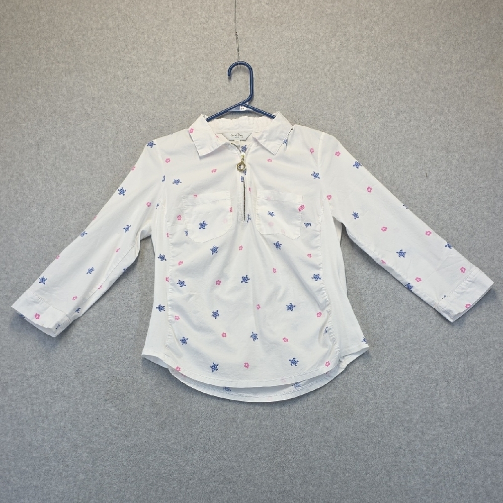 Coral Bay Petite White Floral Quarter Zip Top Women’s PS